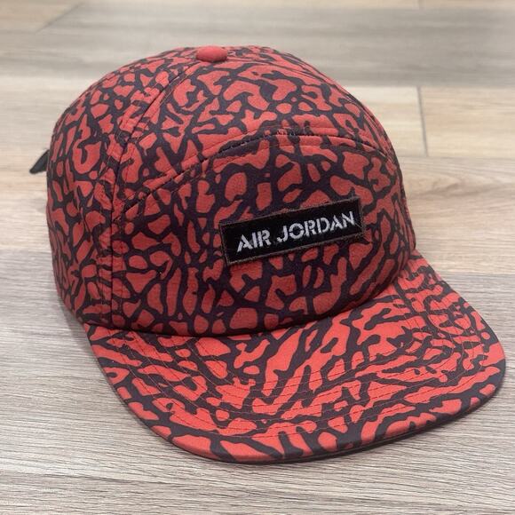 Jordan Hat Strapback Cap Mens Red Black 5 Panel Elephant Cement Streetwear Adult - Picture 1 of 8